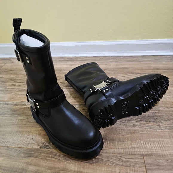 Leather Biker Doc Martens Motorcycle Boots Martens ANISTONE HI
